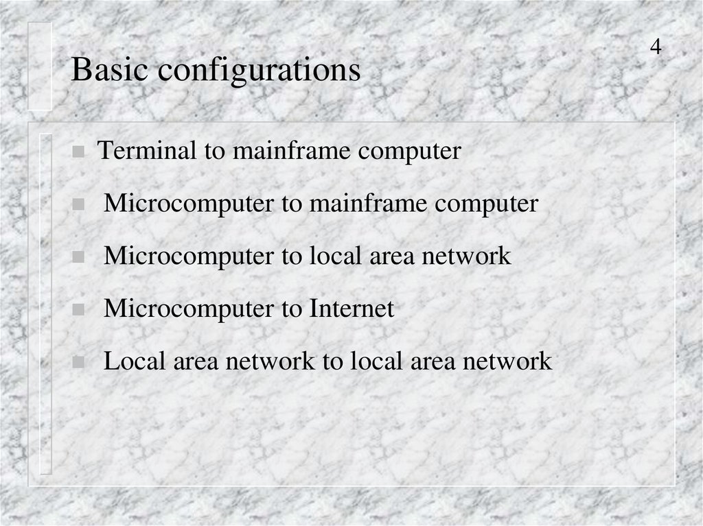 Basic configurations