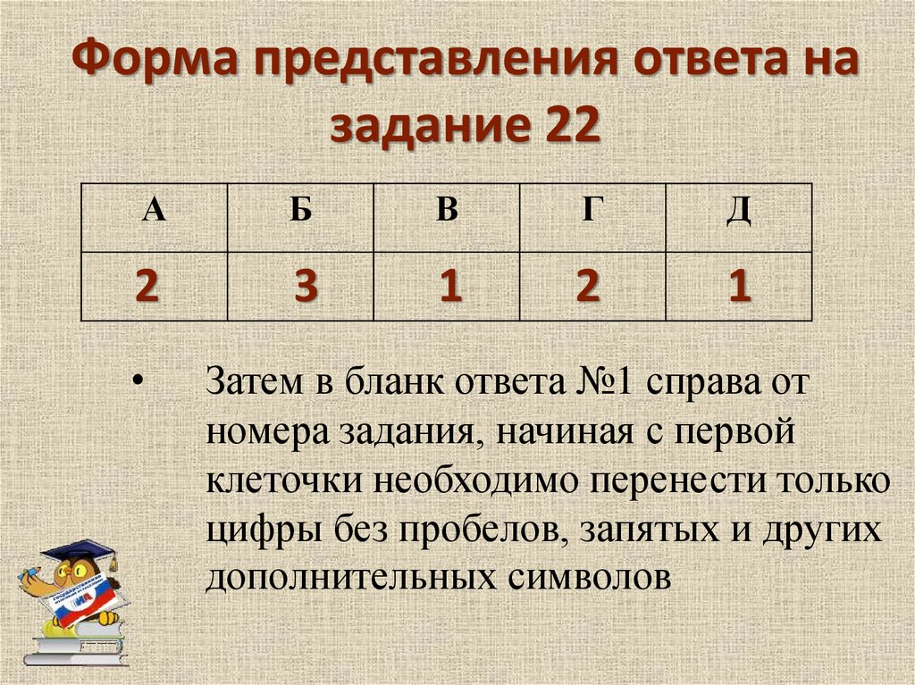 Справа номер. Форма ответа на представление. Элементы ответа на задание 22. Задания на установление соответствия по математике в медицине. Представьтесь ответ.