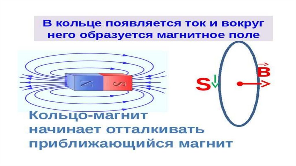 Полосовой магнит приближают к замкнутому кольцу из пластмассы как показано на рисунке