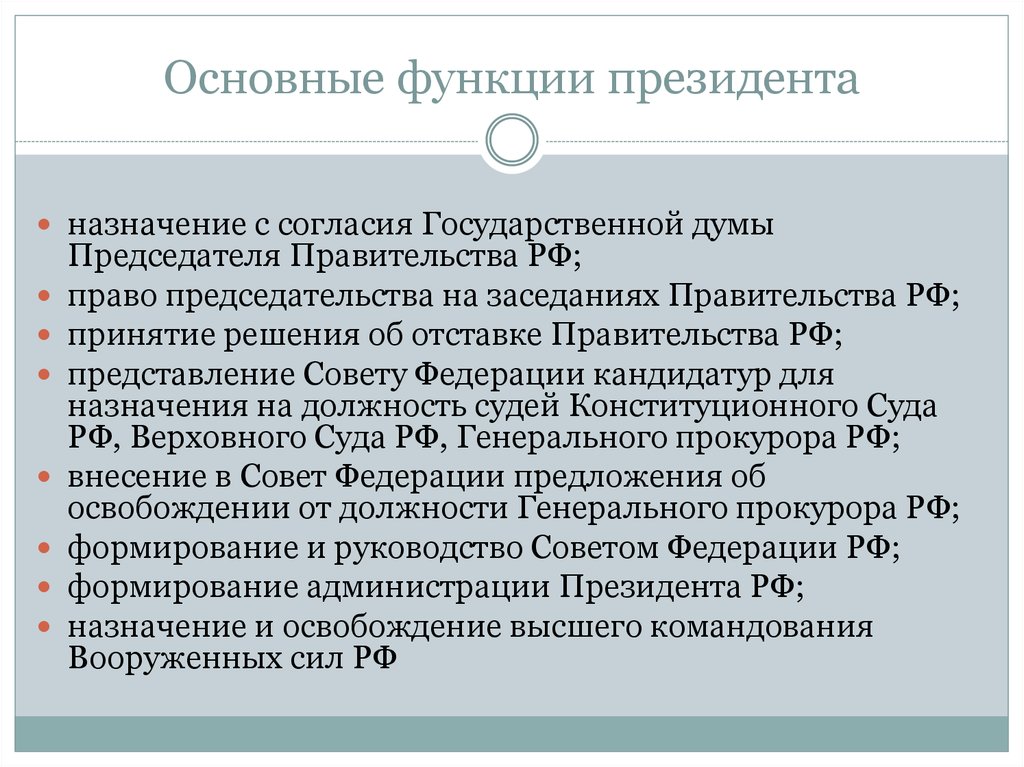 Функции президента в президентской республике