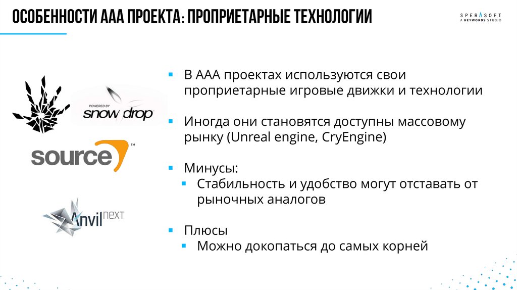 Особенности ааа проекта: ПРОПРИЕТАРНЫЕ ТЕХНОЛОГИИ