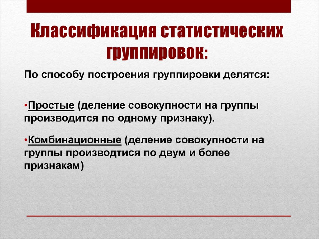 Виды статистических группировок презентация