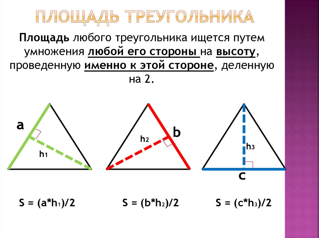 Площадь треугольника в другом треугольнике