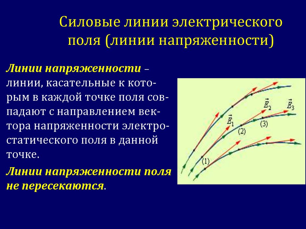 Линии напряженности зарядов