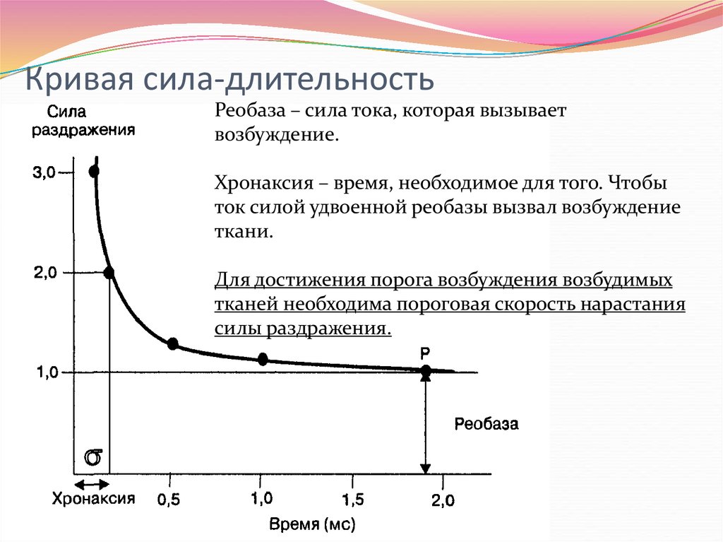 Анализ кривых. Кривая «сила-Длительность». Реобаза, хронаксия, лабильность. Кривая 