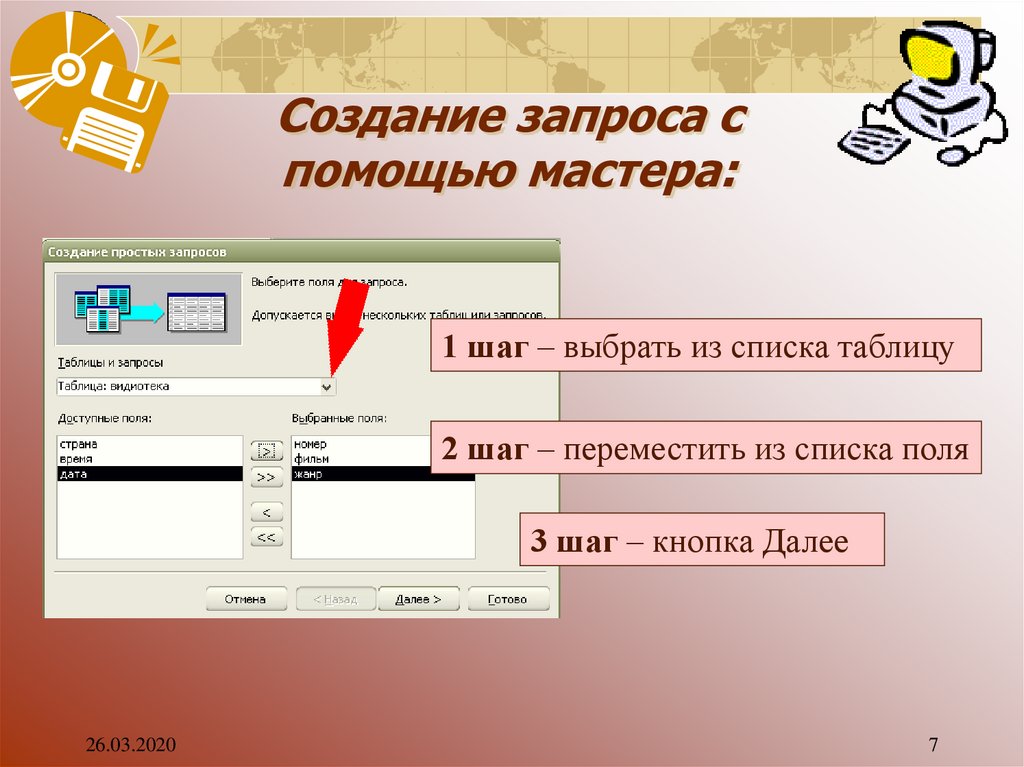 Формирование запроса. Создание запроса с помощью мастера. Создание запросов с помощью «мастера запросов». Создание таблицы с помощью мастера. Создание запроса на создание таблицы.