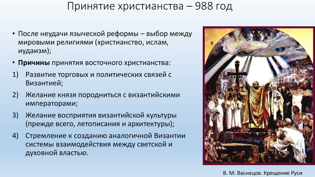 Принимает почему и после на. Причины принятия Православия на Руси в 988. Причины принятия христианства 988. Причины принятия христианства князем Владимиром. Причины принятия христианства на Руси.