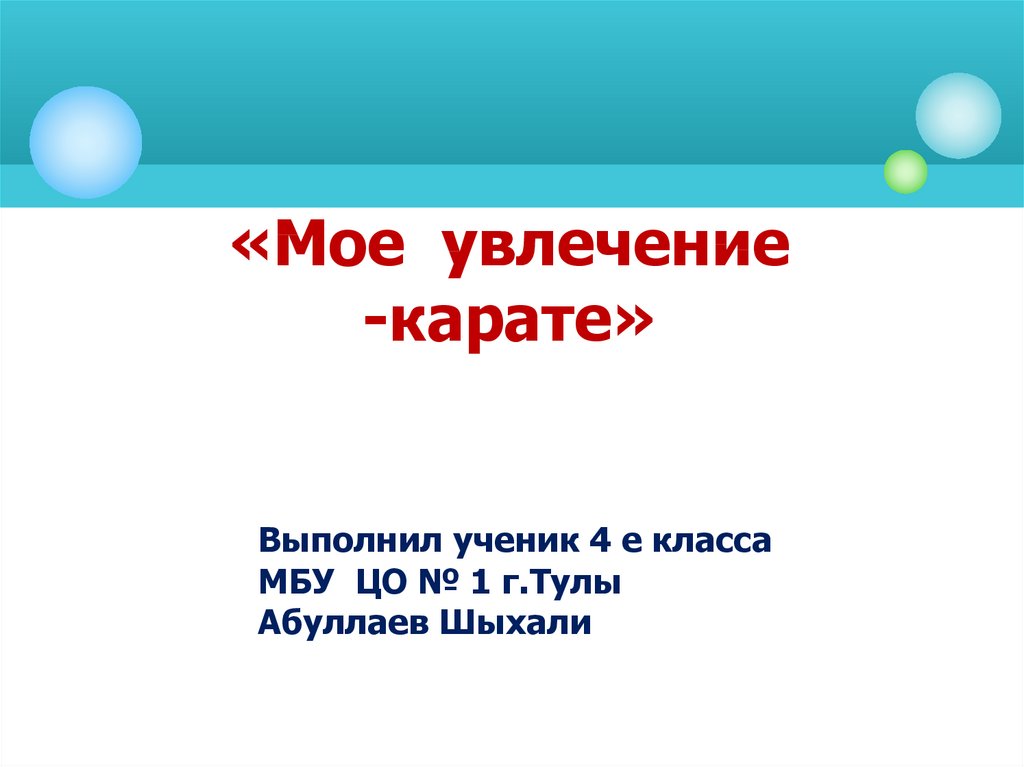 Проект на тему мое хобби каратэ