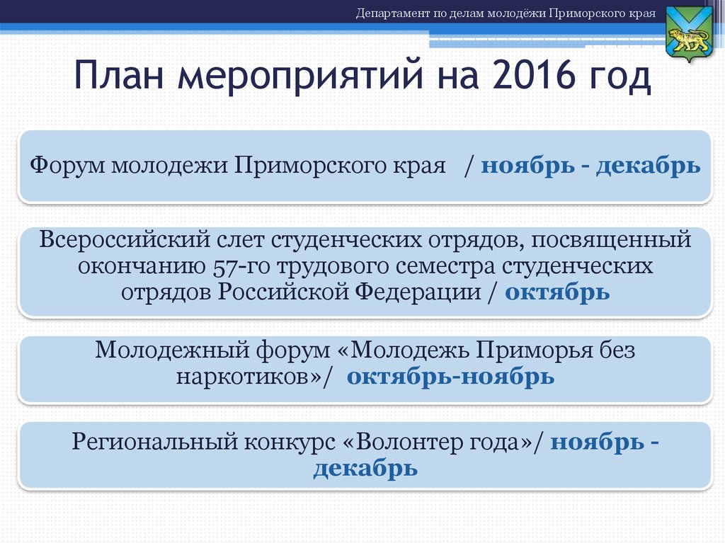 Департамент по делам молодежи приморского края