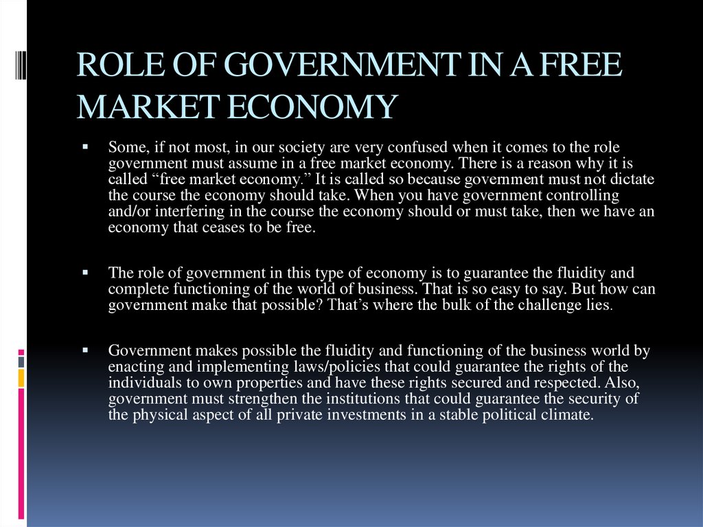 Role Of Government In A Market Economy 