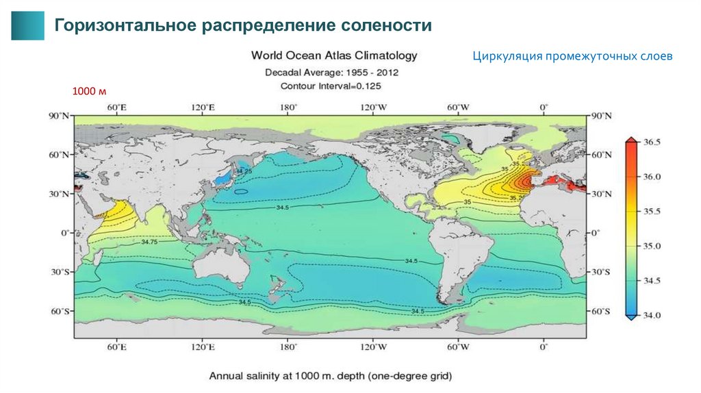 Карта солености воды