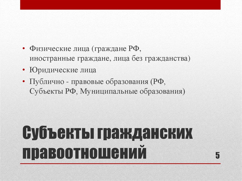 Субъекты гражданских правоотношений картинки