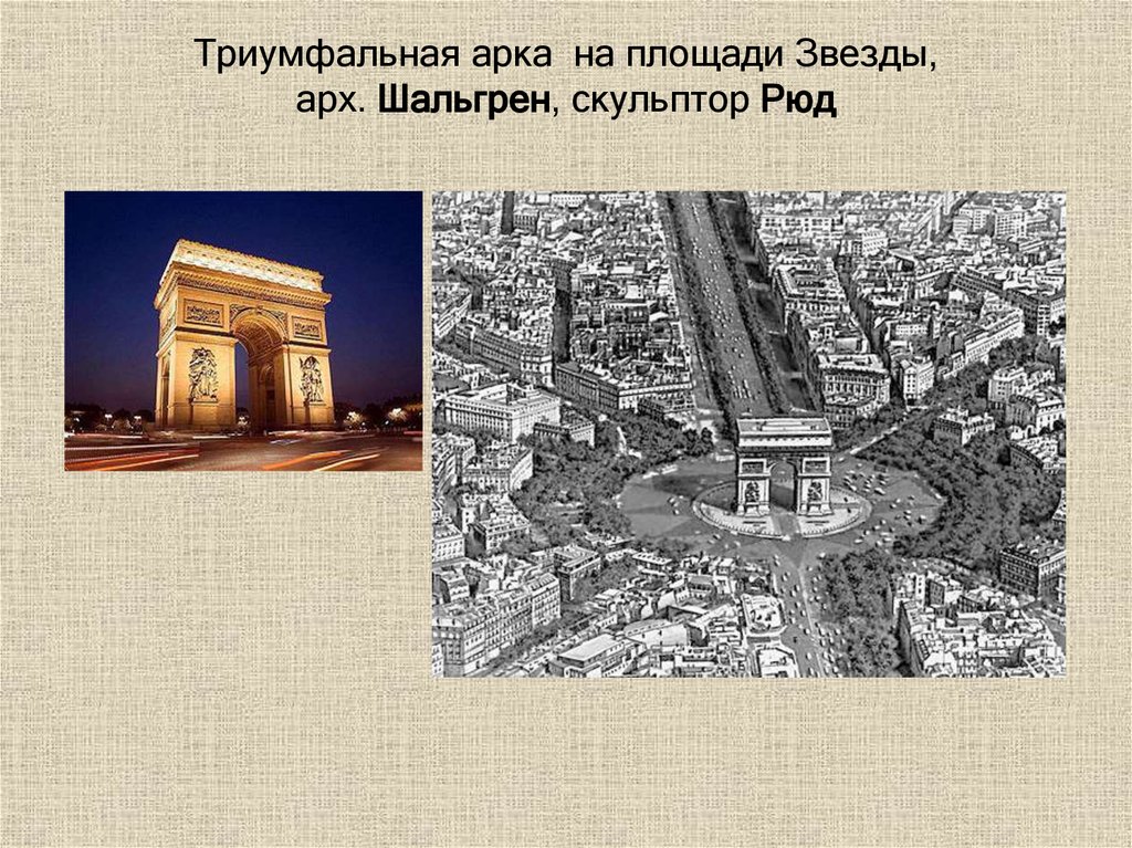 Триумфальная арка на площади Звезды, арх. Шальгрен, скульптор Рюд