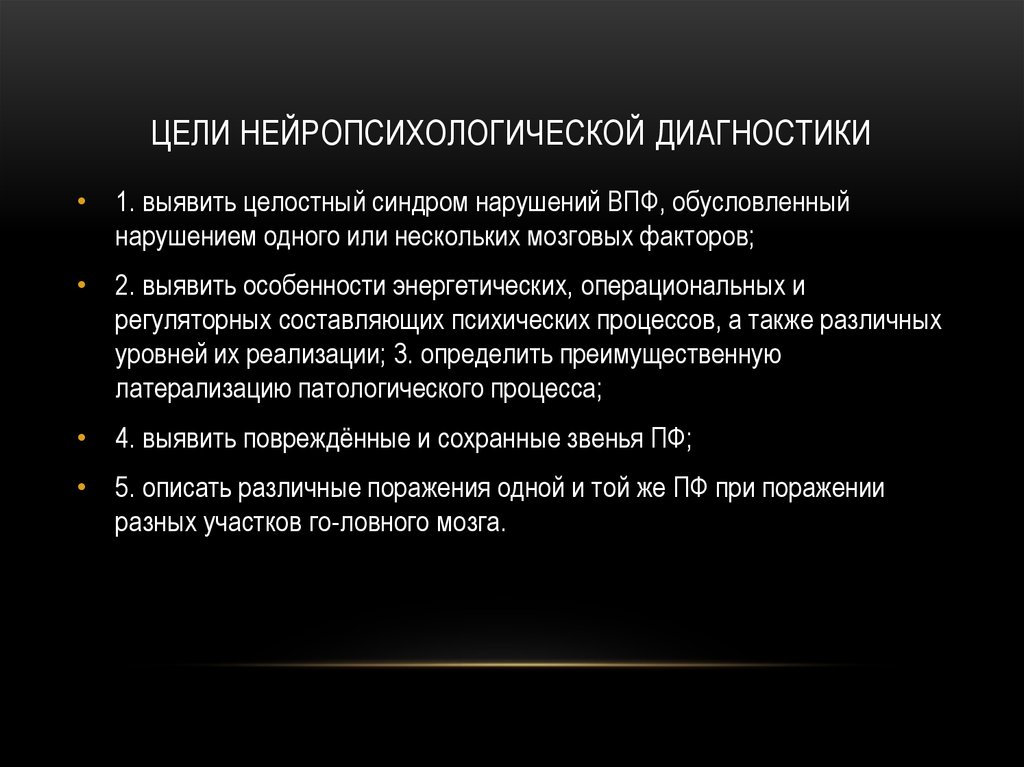 Схема анализа результатов нейропсихологического исследования