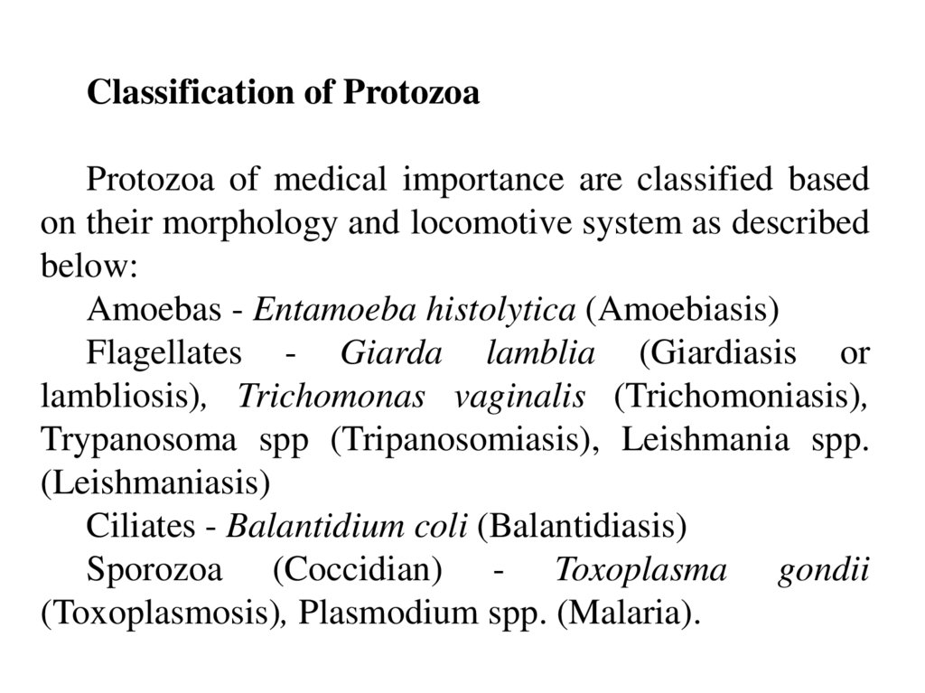 amoebiasis balantidiasis giardiasis