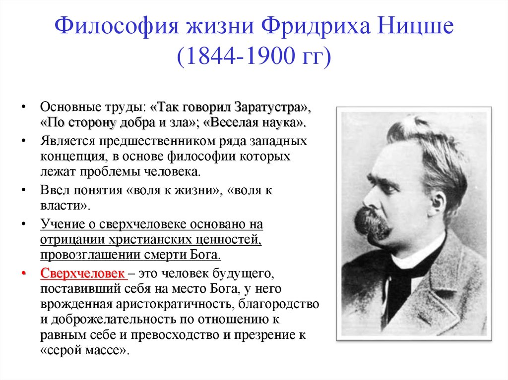 Философия жизни Фридриха Ницше (1844-1900 гг)