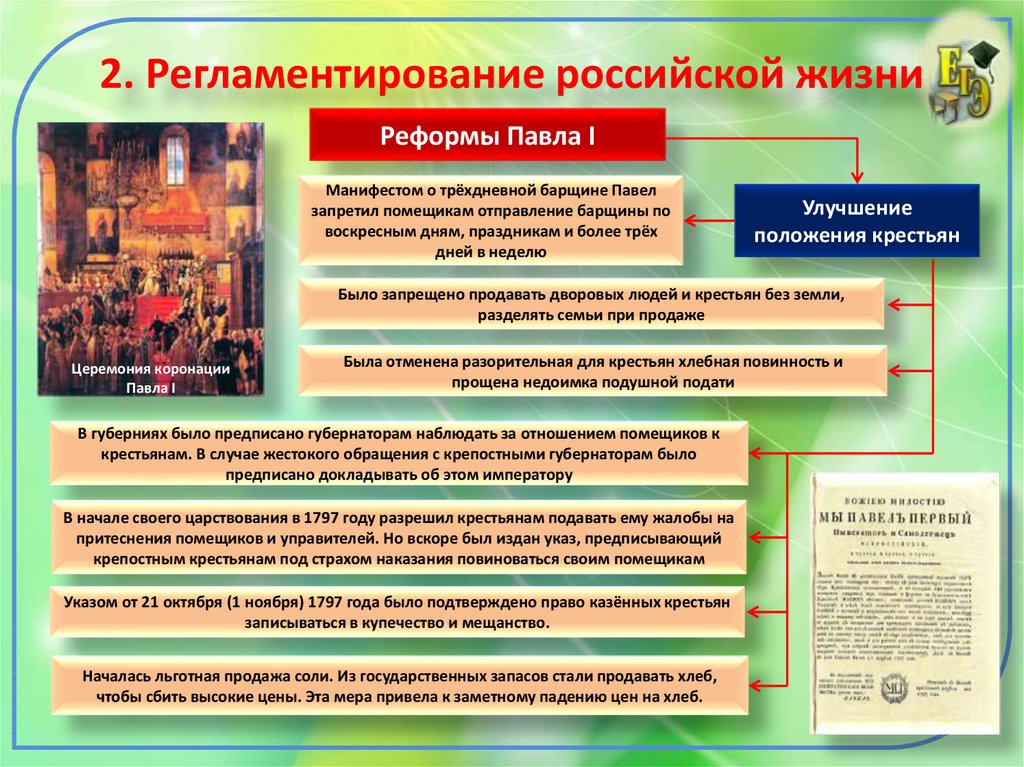 Рубеж веков. Рубеж веков . Павловская Россия , регламентирование Российской жизни. Регламентирование Российской жизни. Административные реформы Павла 1. 2. Регламентирование Российской жизни.