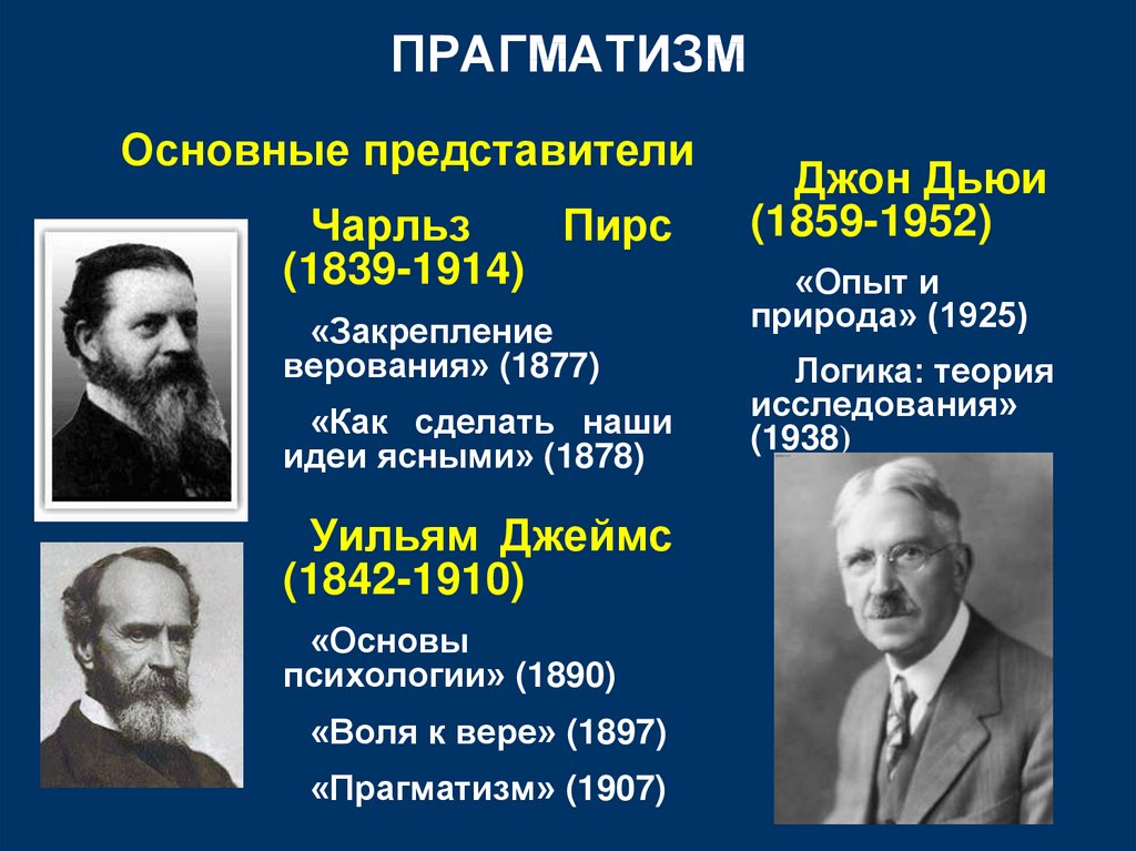 Для прагматизма на первом плане стоит этот аспект человеческого бытия