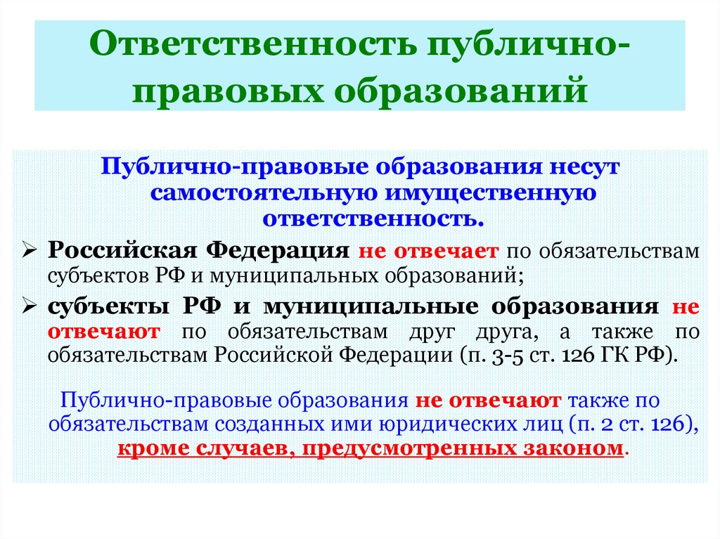 Субъекты являющиеся публично правовыми образованиями