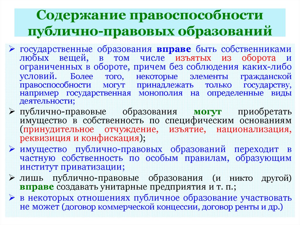 Публично правовые образования статьи