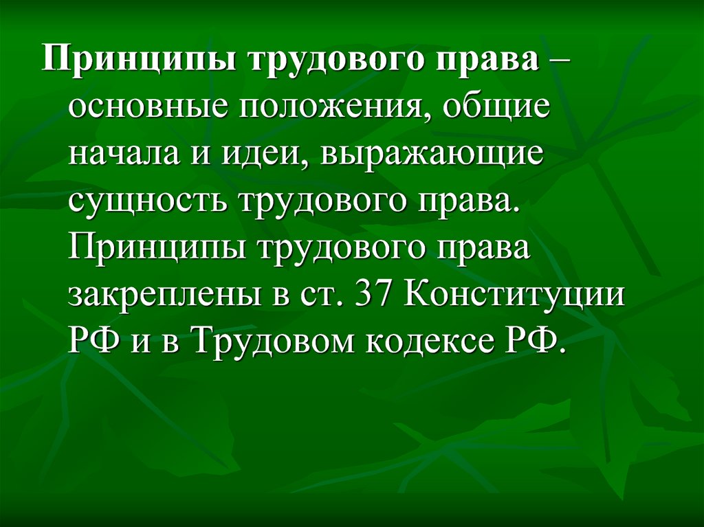 Схема принципы трудового права