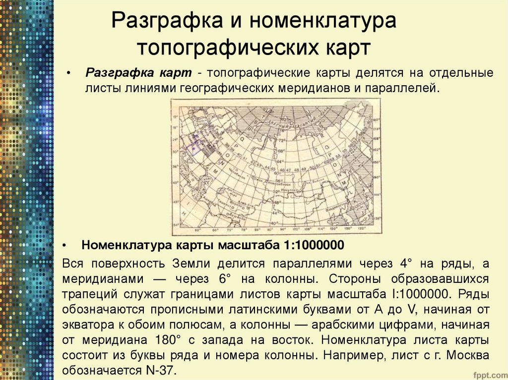 Разграфка и номенклатура топографических карт презентация