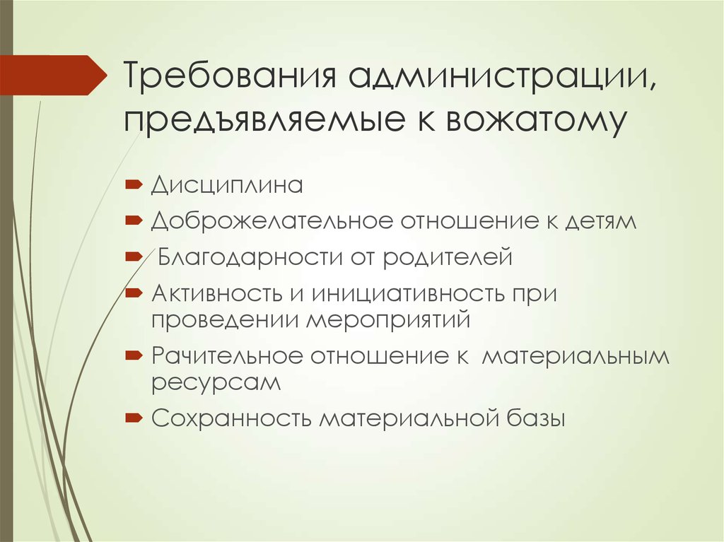 Можно требование. Квалификационные требования к вожатым. Требования директора лагеря к вожатому. Требования предъявляемые к вожатым.