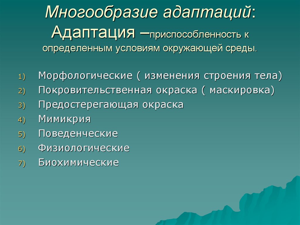 Морфологические изменения организма это. Многообразие адаптаций. Многообразие приспособленности. Адаптация к среде обитания. Многообразие адаптаций таблица.