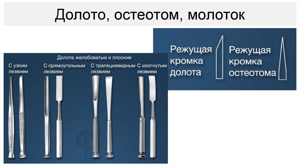 Долото это. Долото хирургическое желобоватое и плоское. Остеотом хирургический инструмент. Остеотом и долото. Долото хирургический инструмент.