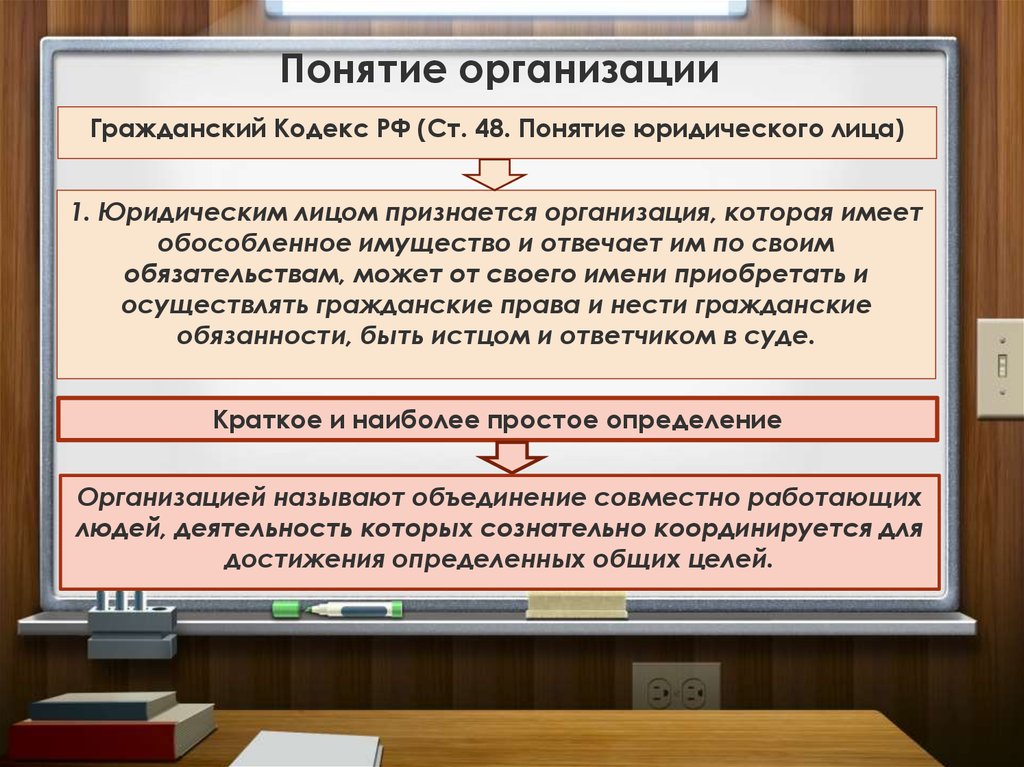 Понятие организует