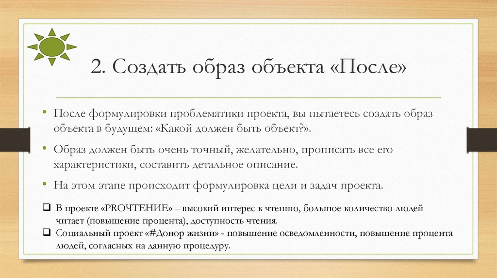 Образ объекта. Формулировка проблематики. Описание проблематики. Проблематика организационная проекта.