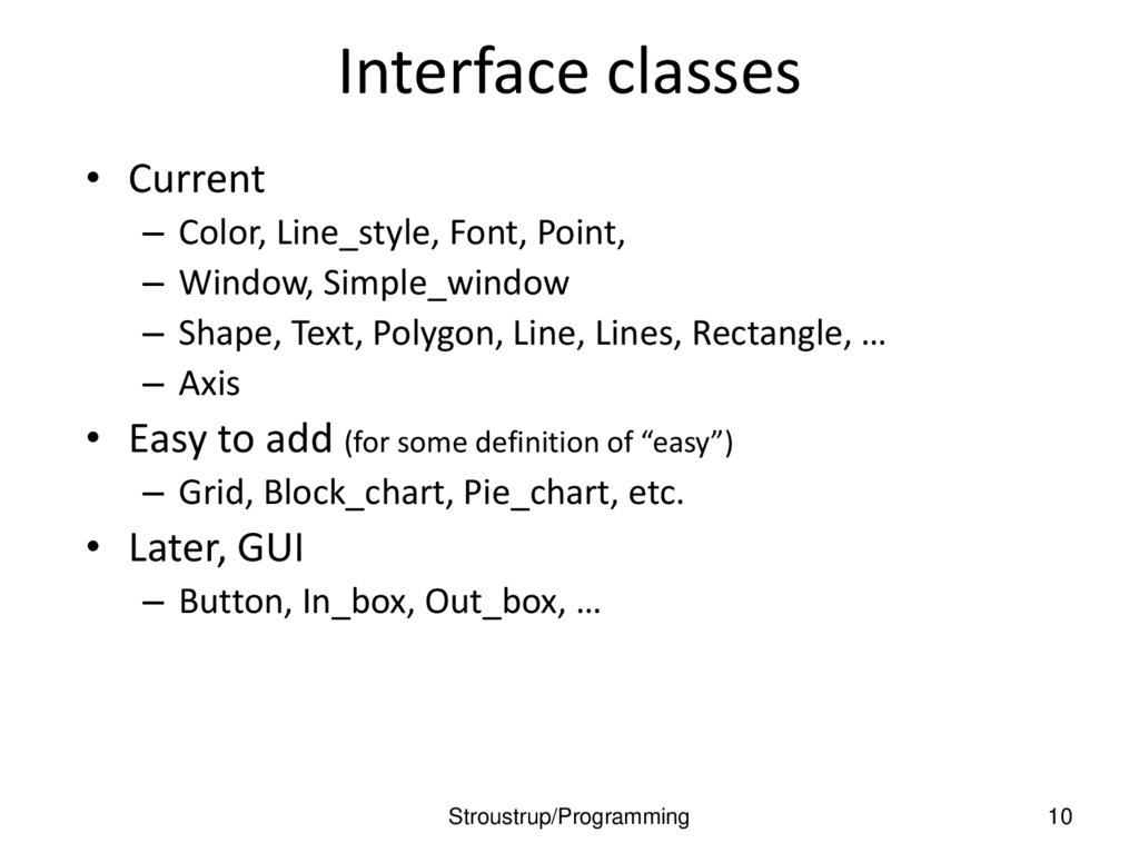 Interface classes