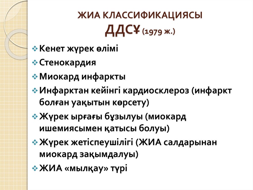 ЖИА КЛАССИФИКАЦИЯСЫ ДДСҰ (1979 ж.)