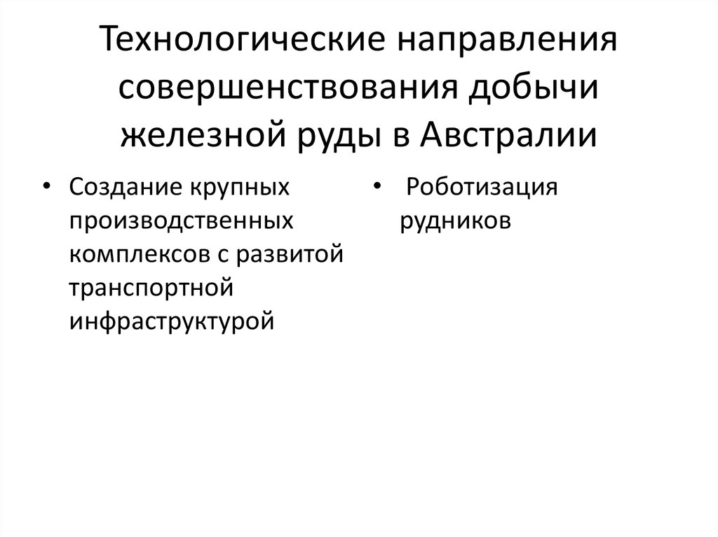 Технологические направления совершенствования добычи железной руды в Австралии