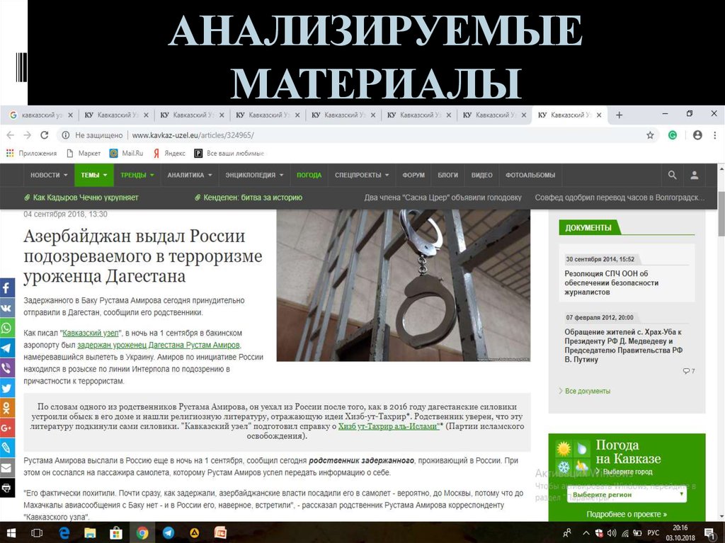 АНАЛИЗИРУЕМЫЕ МАТЕРИАЛЫ