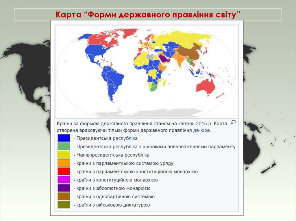Карта “Форми державного правління світу”