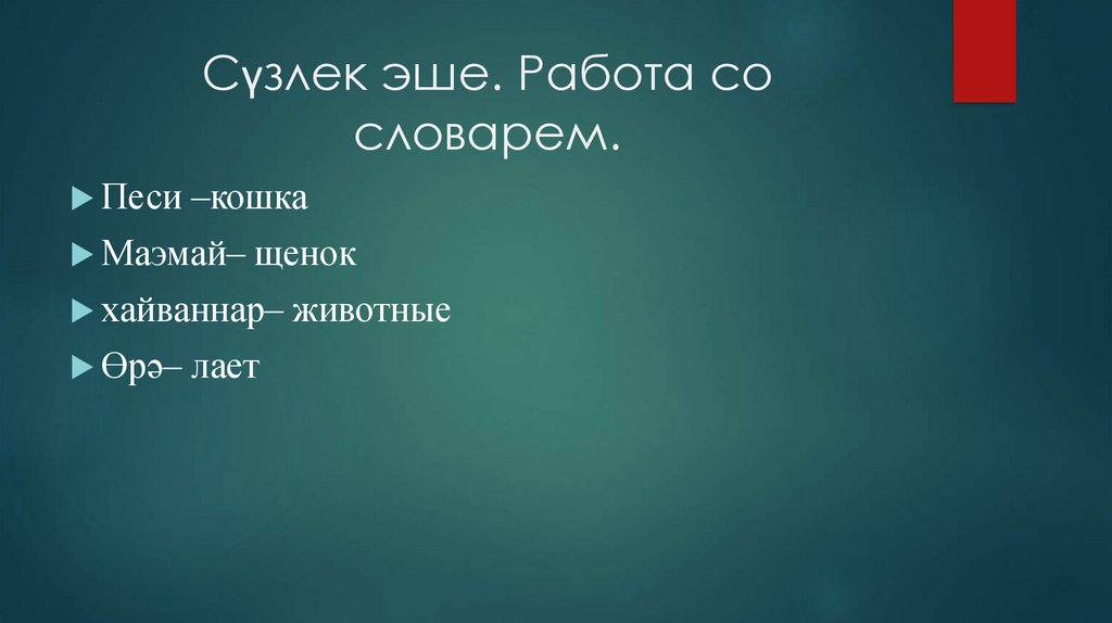 Сүзлек эше. Работа со словарем.