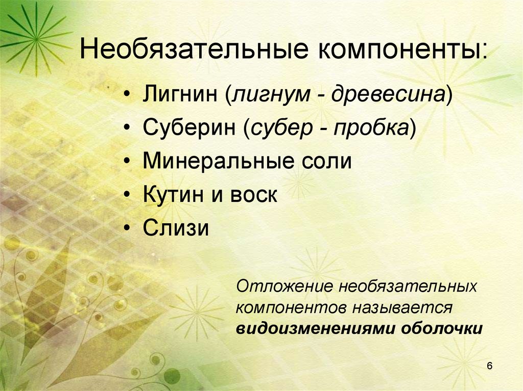 Необязательные компоненты: