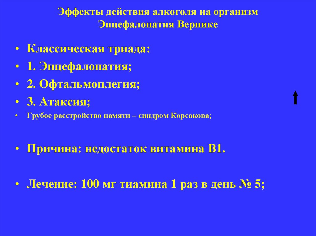 Эффекты действия алкоголя на организм Энцефалопатия Вернике