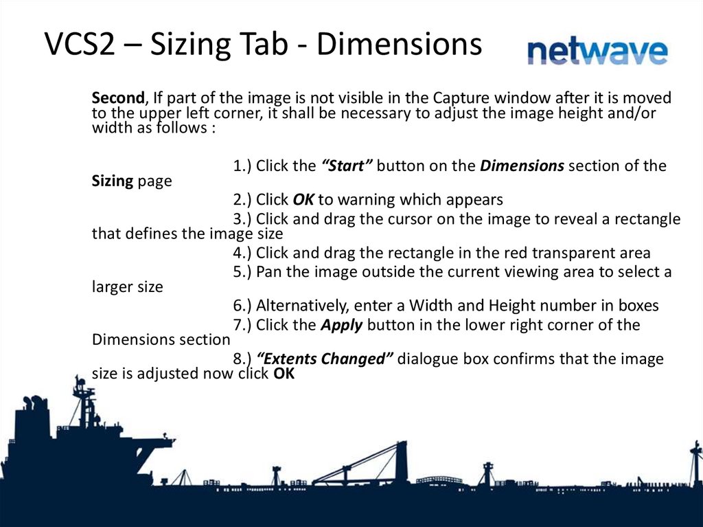 VCS2 – Sizing Tab - Dimensions