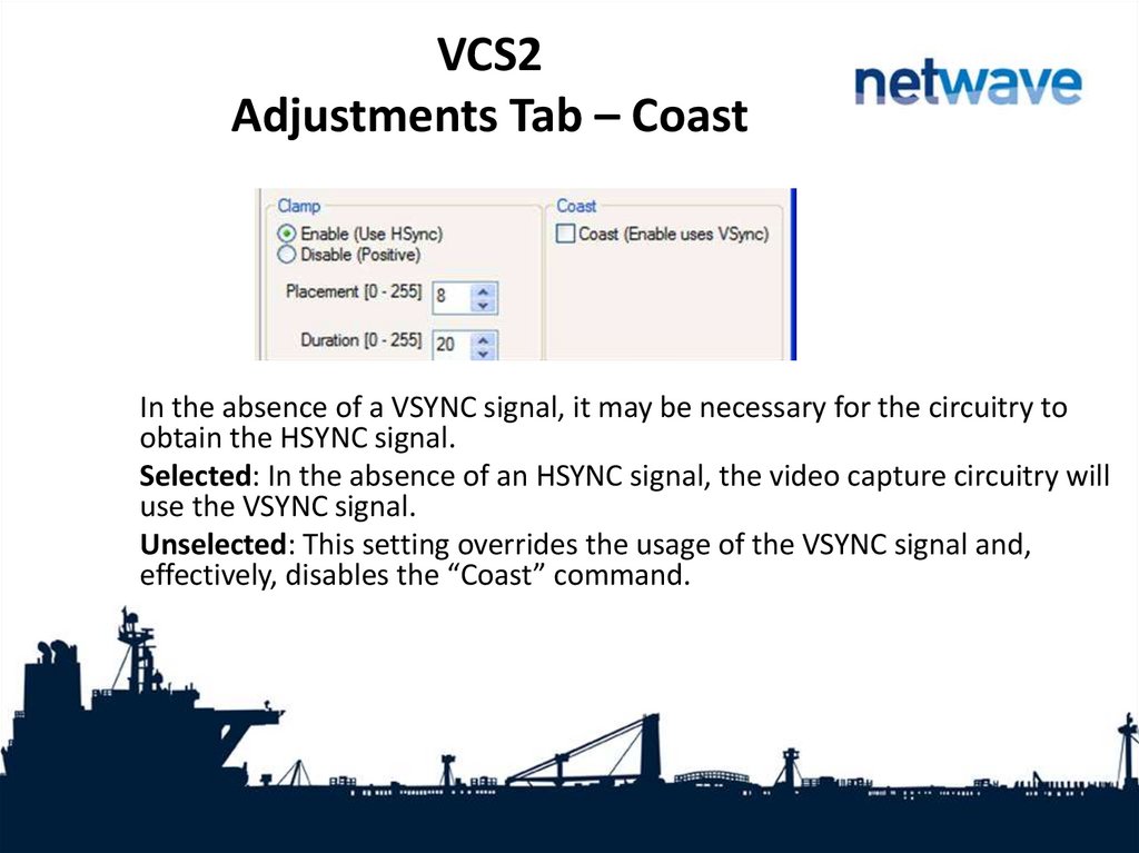 VCS2 Adjustments Tab – Coast