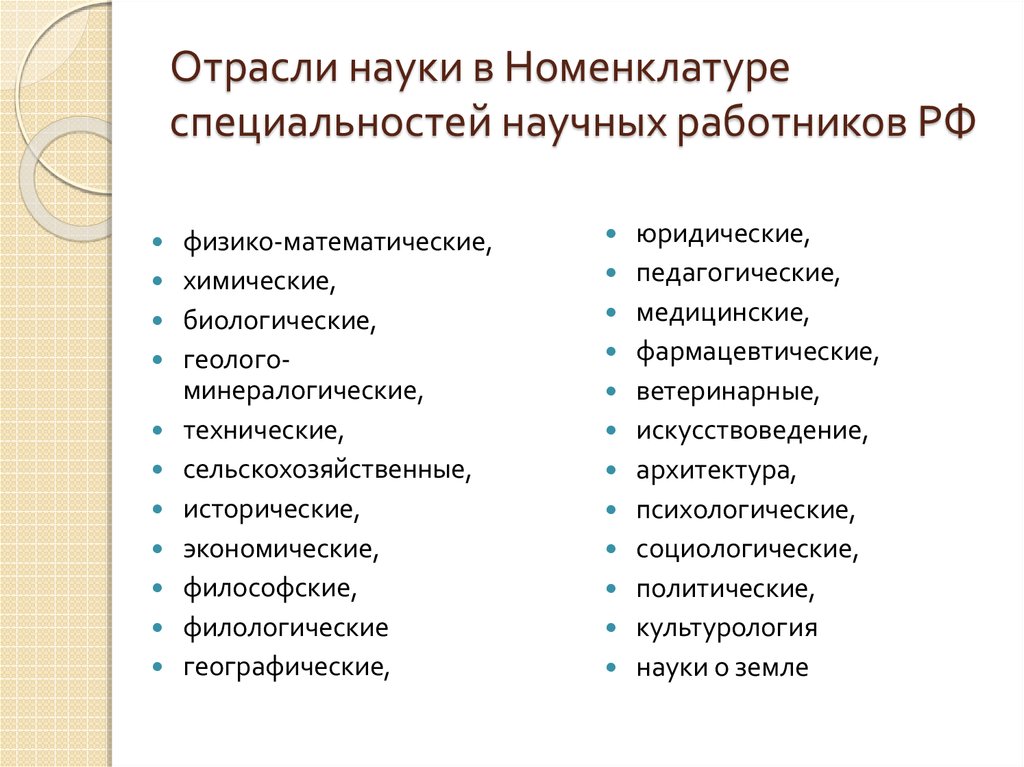 Классификация научных проектов