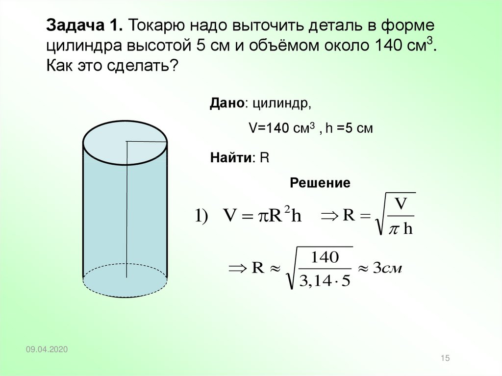 Объем цилиндрической детали