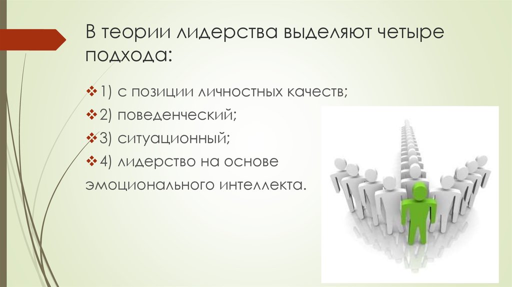 Выделяют четыре основных. Подходы к лидерству в менеджменте. Подходы в теории лидерства. Мотивационная теория лидерства. 4 Подхода лидерства.