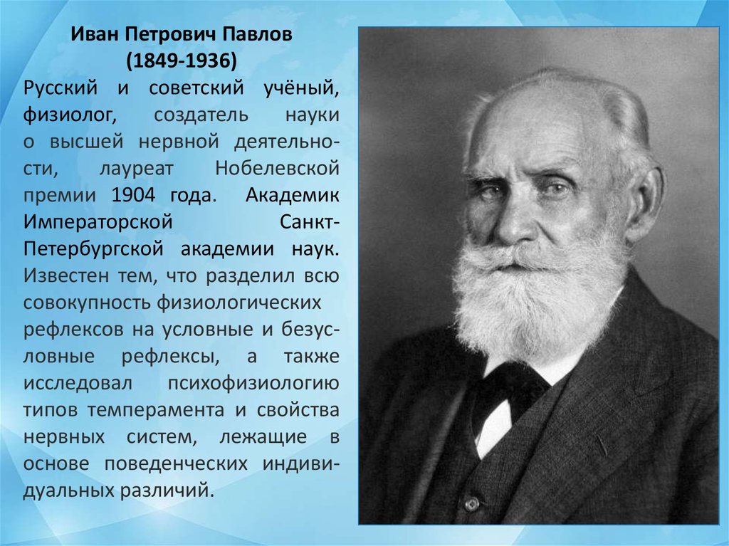 Известному русскому ученому физиолог. Павлов русский ученый.