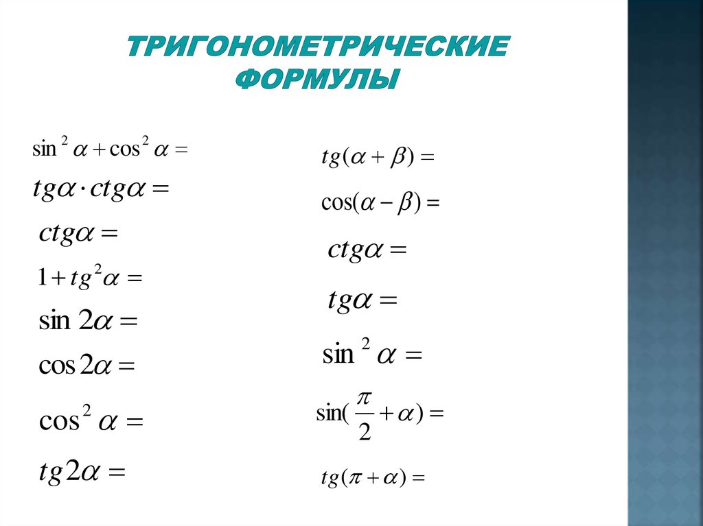 Тест на знание формул. Основные тригонометрические тождества 10 класс формулы. Задания для 10 класса формулы тригонометрии. 10 Формул тригонометрии 10 класс. Тригонометрические формулы 10 класс Алимов.