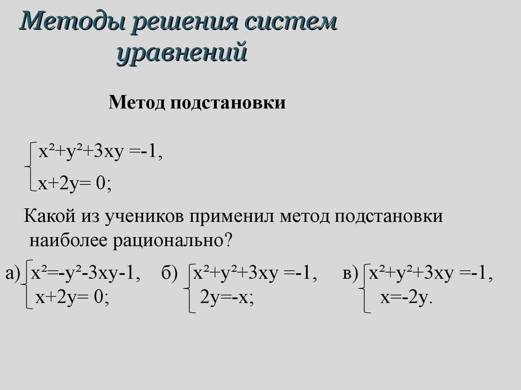 Методы решения систем уравнений - презентация онлайн