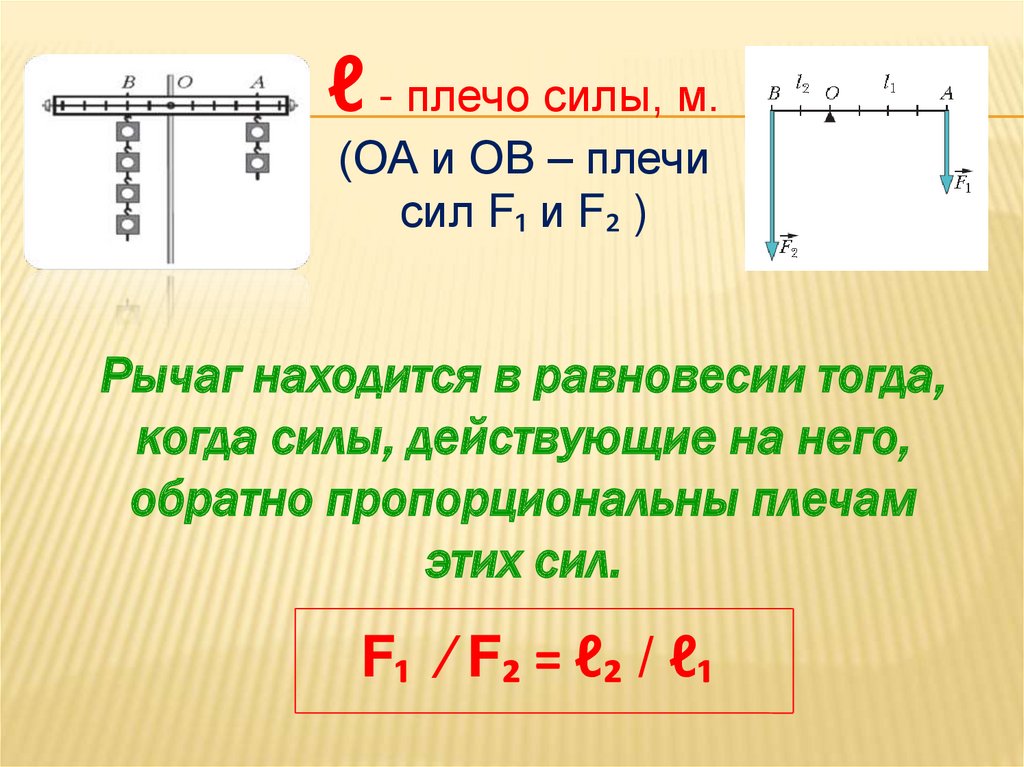 Каковы плечи сил p и f действующие на рычаг изображенный на рисунке