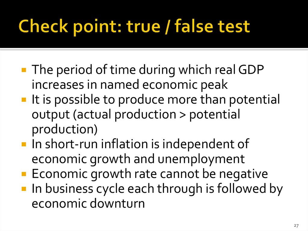 Check point: true / false test