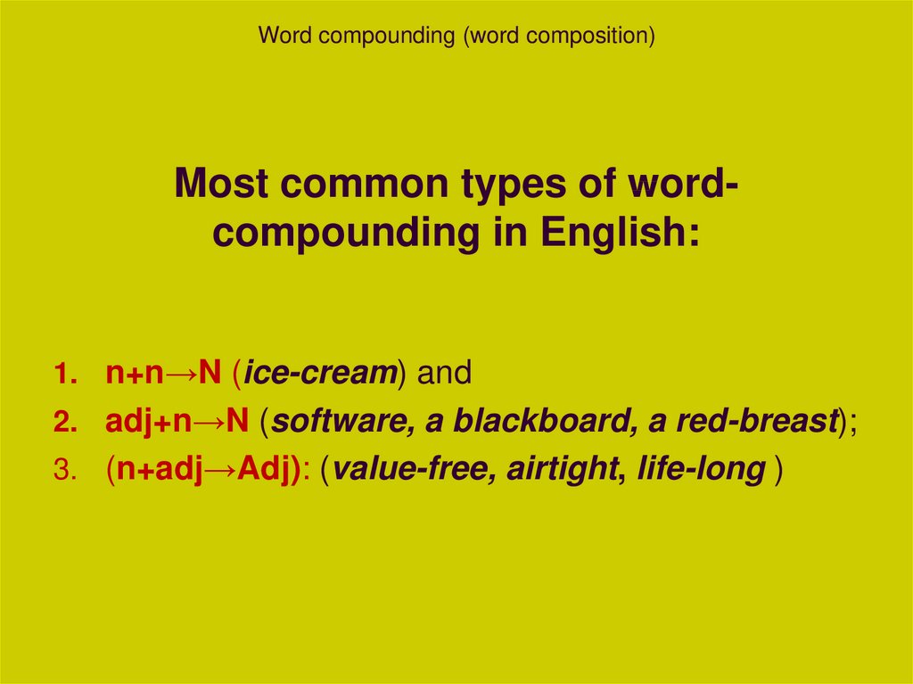 Word compounding (word composition)